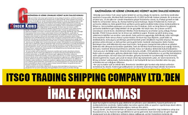 ITSCO TRADING SHIPPING COMPANY LTD.’den İhale Açıklaması