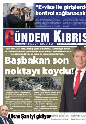 Gündem Kıbrıs Gazetesi - Kıbrıs Haber - 29.09.2022 Manşeti